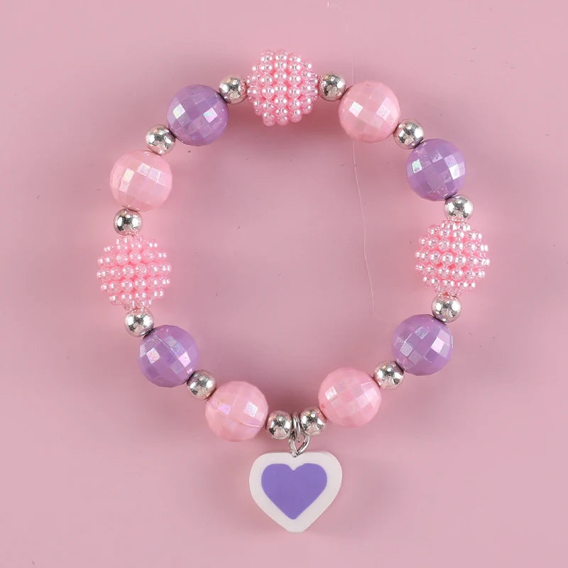Kids Jewellery Bracelet for Girls Children Princess Pendants Bracelet Kids Handmade Silicone Beads