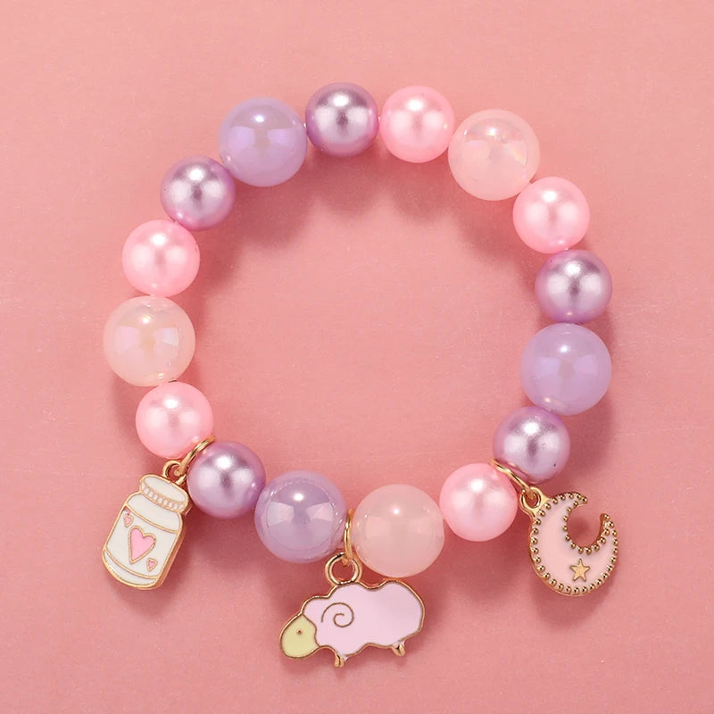 Kids Jewellery Bracelet for Girls Children Princess Pendants Bracelet Kids Handmade Silicone Beads