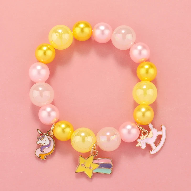 Kids Jewellery Bracelet for Girls Children Princess Pendants Bracelet Kids Handmade Silicone Beads
