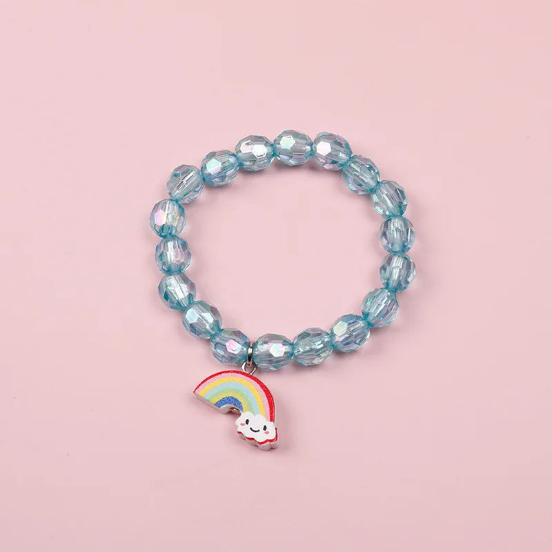 Kids Jewellery Bracelet for Girls Children Princess Pendants Bracelet Kids Handmade Silicone Beads