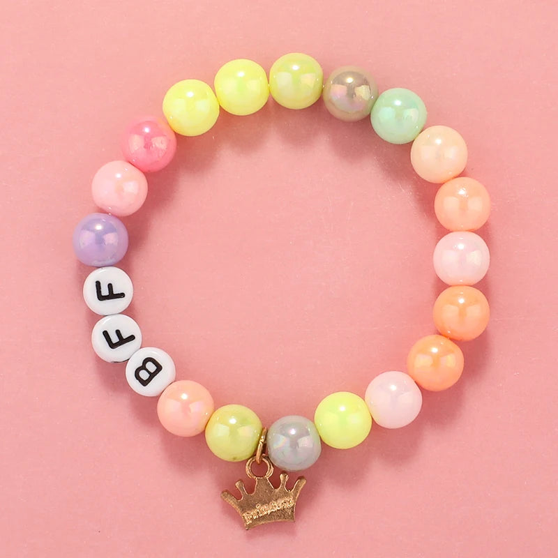 Kids Jewellery Bracelet for Girls Children Princess Pendants Bracelet Kids Handmade Silicone Beads