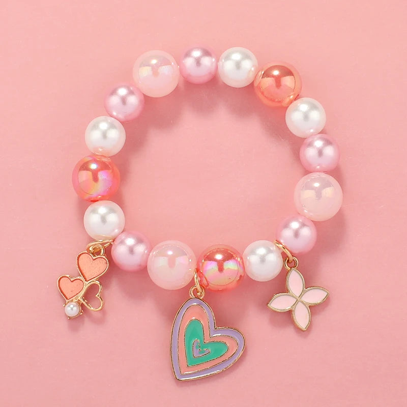 Kids Jewellery Bracelet for Girls Children Princess Pendants Bracelet Kids Handmade Silicone Beads