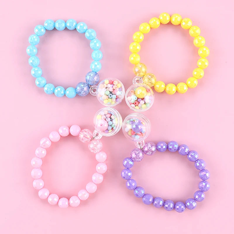 Kids Jewellery Bracelet for Girls Children Princess Pendants Bracelet Kids Handmade Silicone Beads