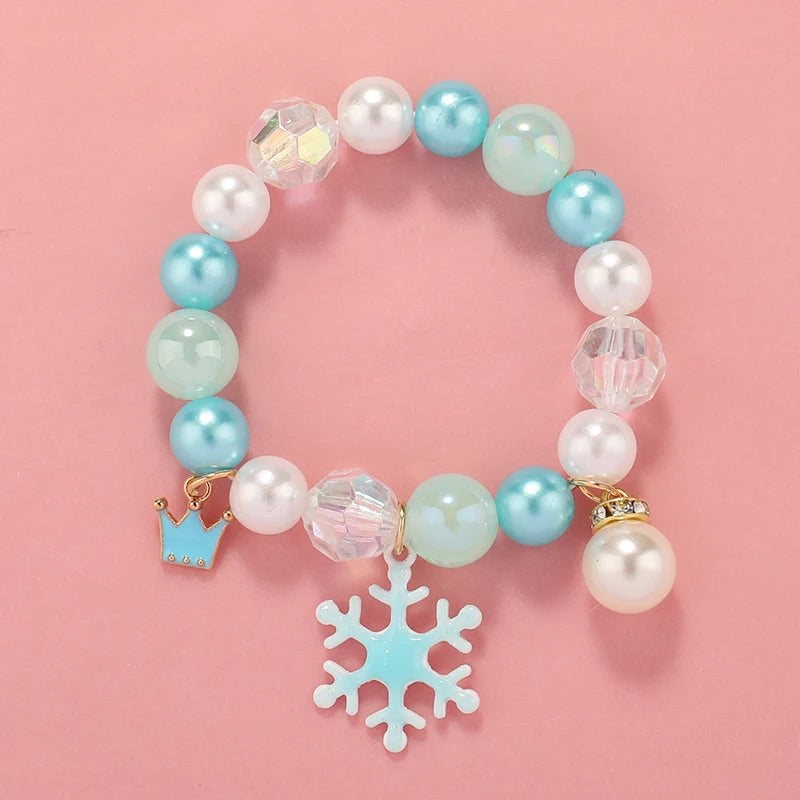 Kids Jewellery Bracelet for Girls Children Princess Pendants Bracelet Kids Handmade Silicone Beads