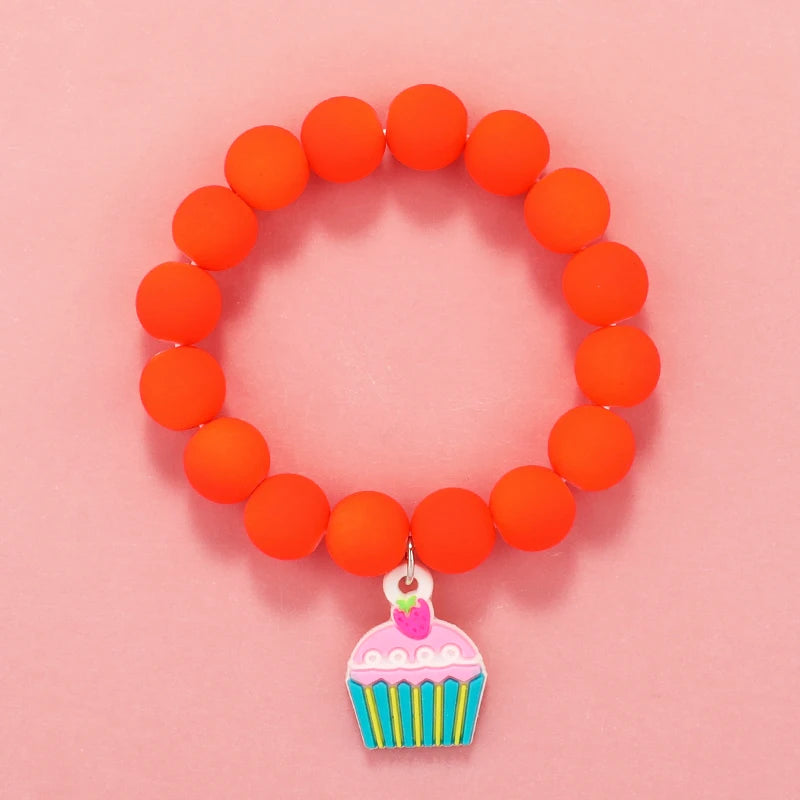 Kids Jewellery Bracelet for Girls Children Princess Pendants Bracelet Kids Handmade Silicone Beads