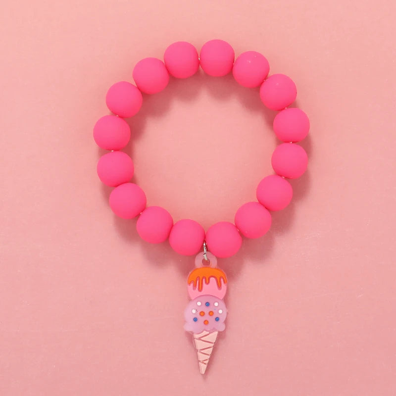 Kids Jewellery Bracelet for Girls Children Princess Pendants Bracelet Kids Handmade Silicone Beads