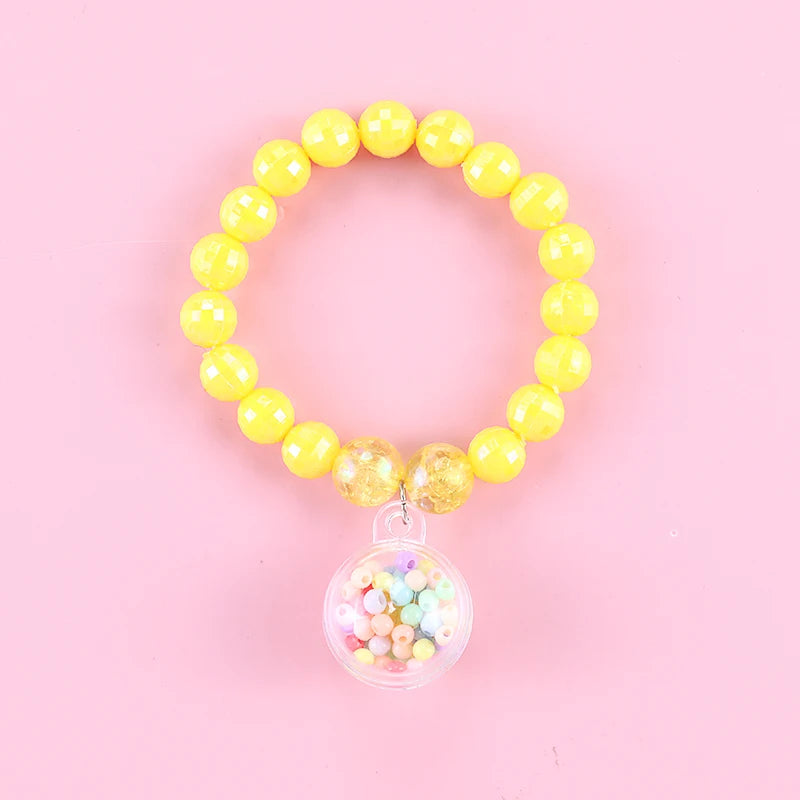 Kids Jewellery Bracelet for Girls Children Princess Pendants Bracelet Kids Handmade Silicone Beads