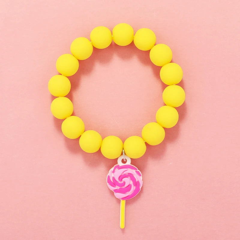 Kids Jewellery Bracelet for Girls Children Princess Pendants Bracelet Kids Handmade Silicone Beads