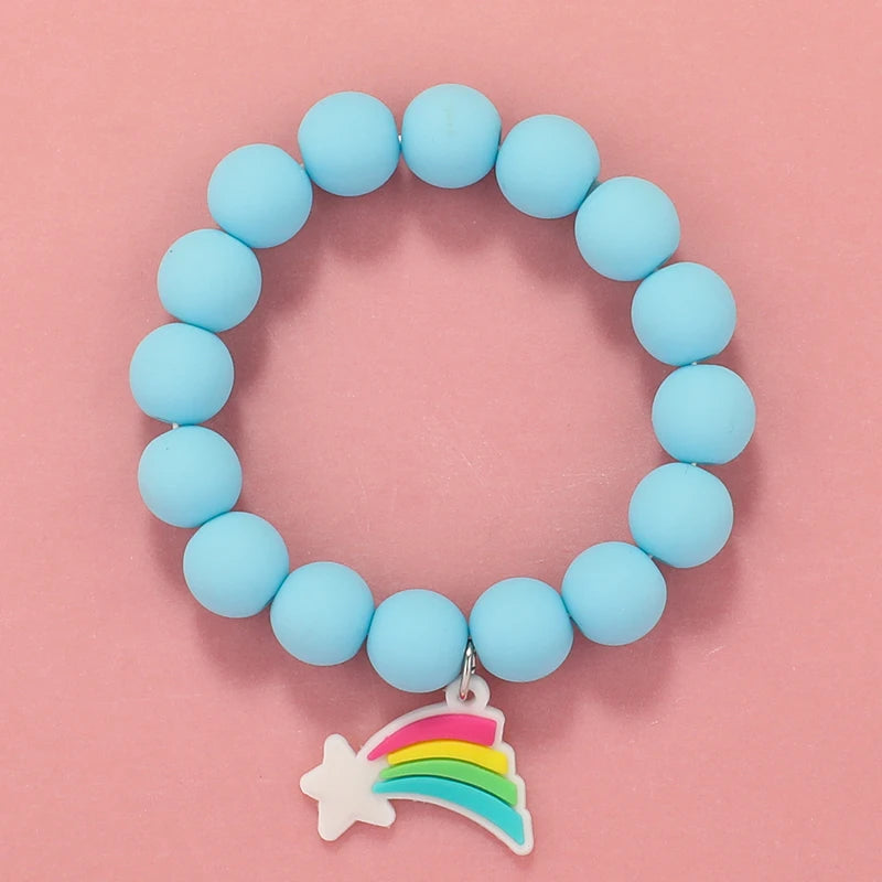 Kids Jewellery Bracelet for Girls Children Princess Pendants Bracelet Kids Handmade Silicone Beads