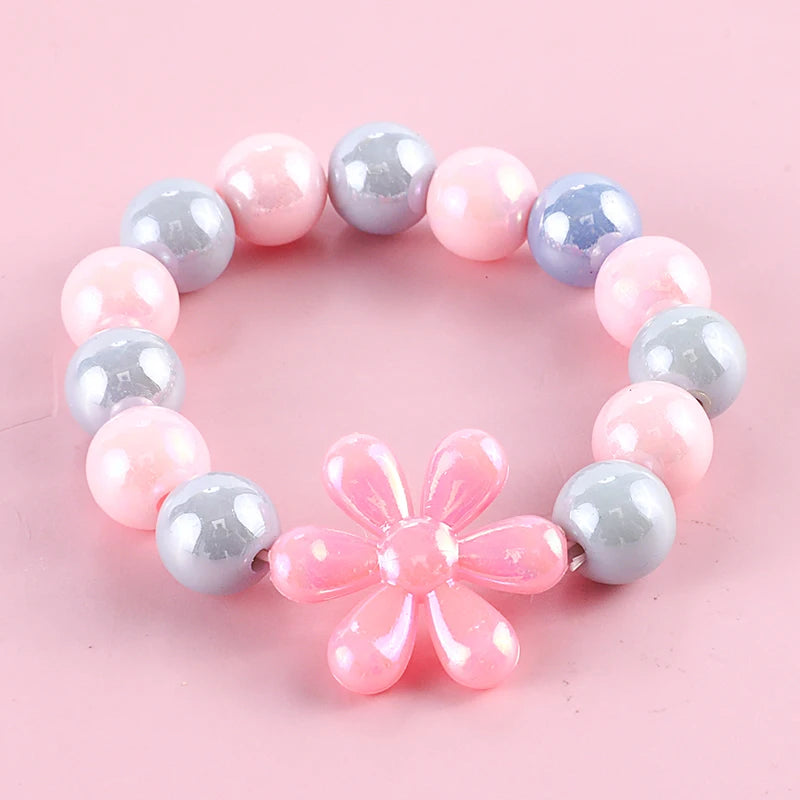 Kids Jewellery Bracelet for Girls Children Princess Pendants Bracelet Kids Handmade Silicone Beads