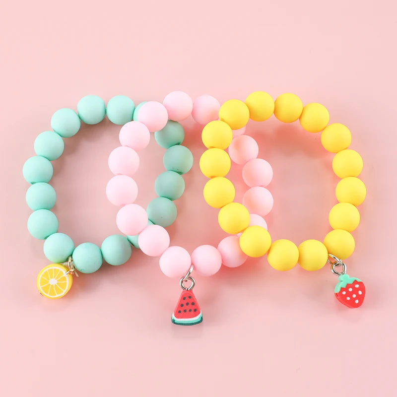 Kids Jewellery Bracelet for Girls Children Princess Pendants Bracelet Kids Handmade Silicone Beads