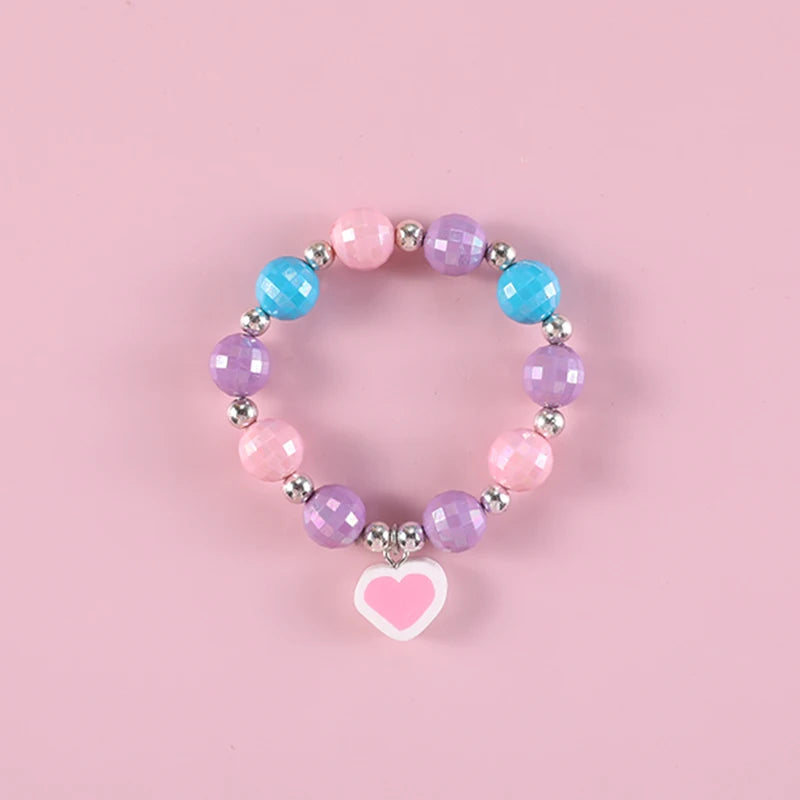 Kids Jewellery Bracelet for Girls Children Princess Pendants Bracelet Kids Handmade Silicone Beads