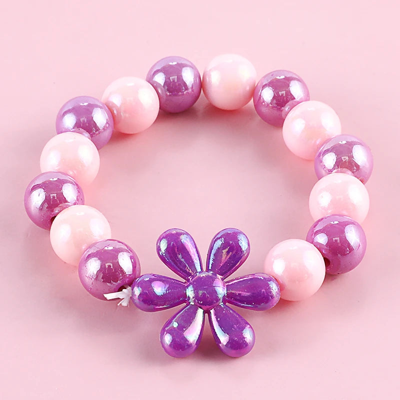 Kids Jewellery Bracelet for Girls Children Princess Pendants Bracelet Kids Handmade Silicone Beads