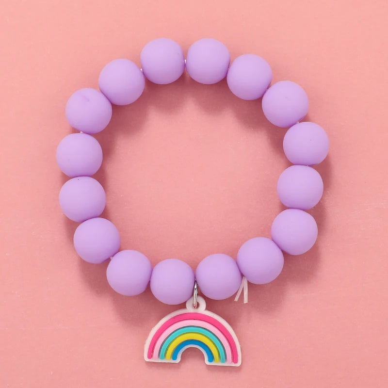 Kids Jewellery Bracelet for Girls Children Princess Pendants Bracelet Kids Handmade Silicone Beads