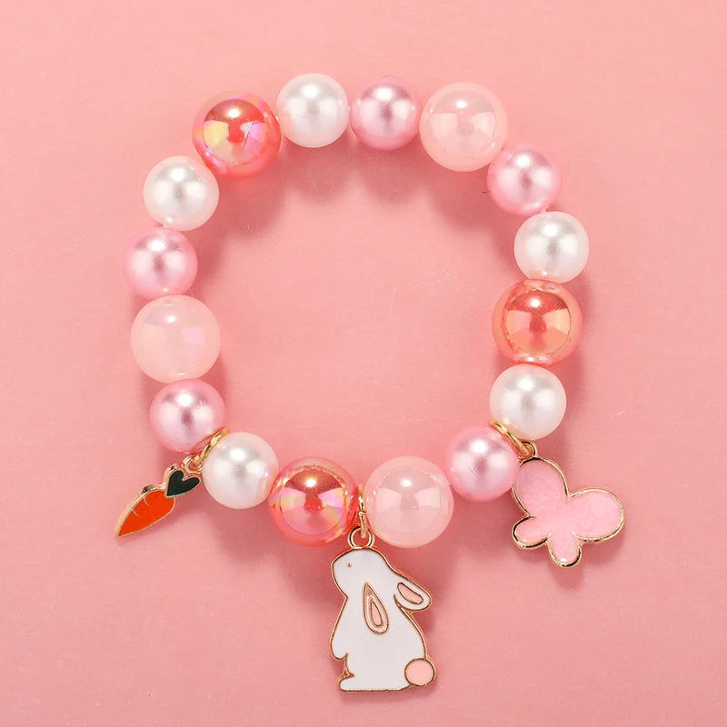 Kids Jewellery Bracelet for Girls Children Princess Pendants Bracelet Kids Handmade Silicone Beads