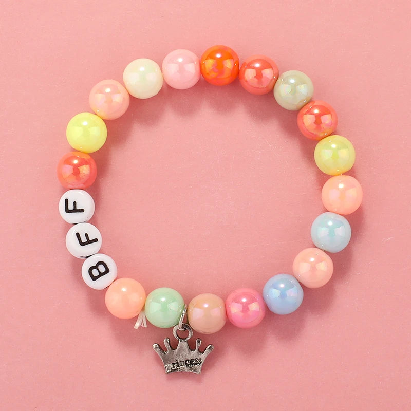 Kids Jewellery Bracelet for Girls Children Princess Pendants Bracelet Kids Handmade Silicone Beads