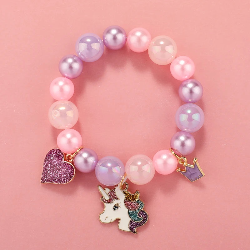 Kids Jewellery Bracelet for Girls Children Princess Pendants Bracelet Kids Handmade Silicone Beads