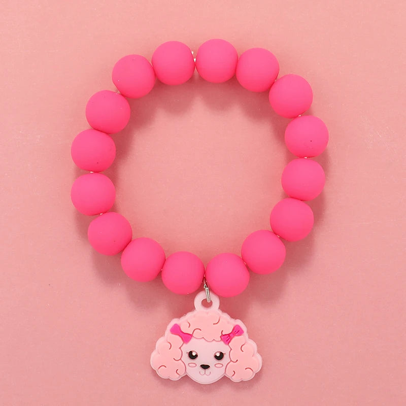 Kids Jewellery Bracelet for Girls Children Princess Pendants Bracelet Kids Handmade Silicone Beads