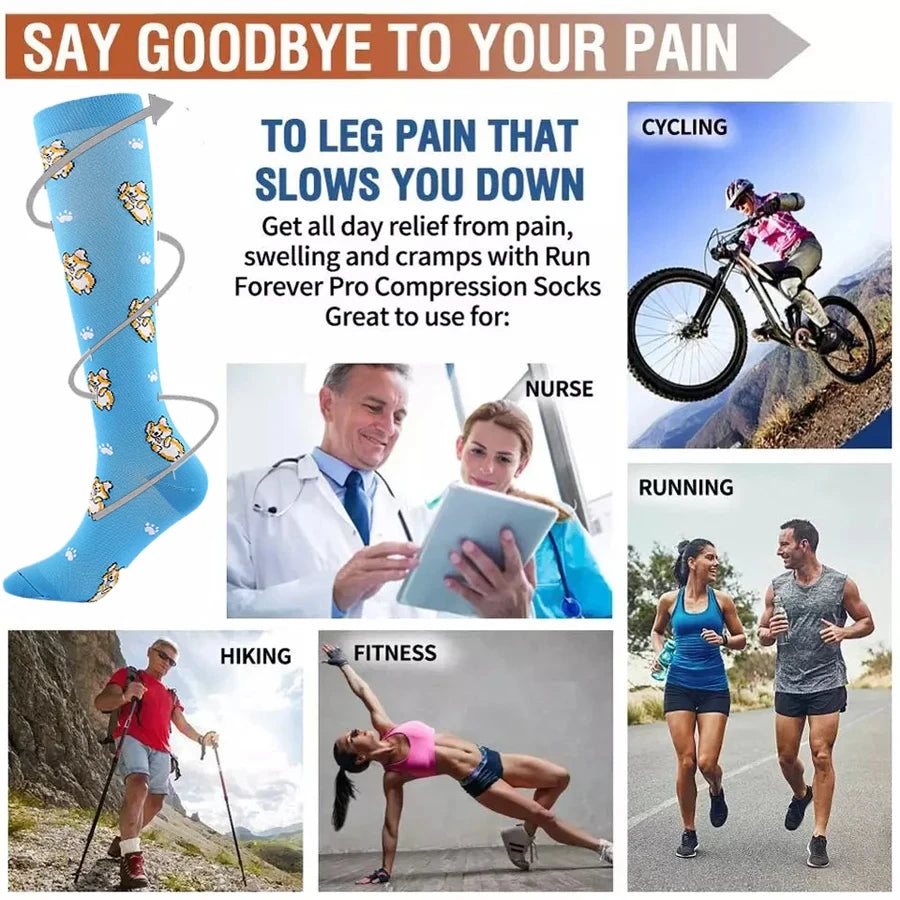 Compression Socks Medical Blood Circulation Swelling Men Women Elastic Socks Outdoor Marathon Fitness Travel Flying Sports Socks