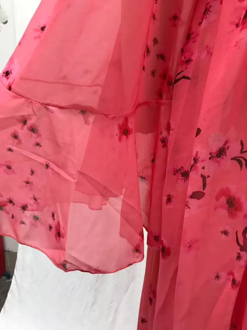 Sexy Long Floral Print Maternity Dress V-Neck Loose-Fit Versatile Base Skirt Pregnancy Clothes Casual Dress For Pregnant Women