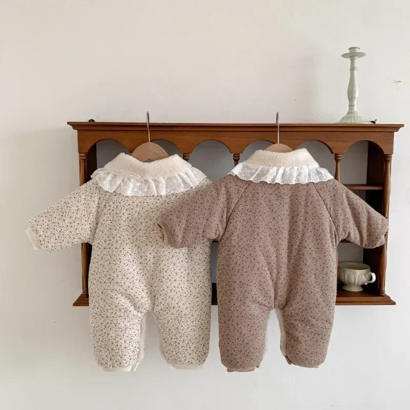 Baby Cotton Jumpsuit Thickened Hooded Romper