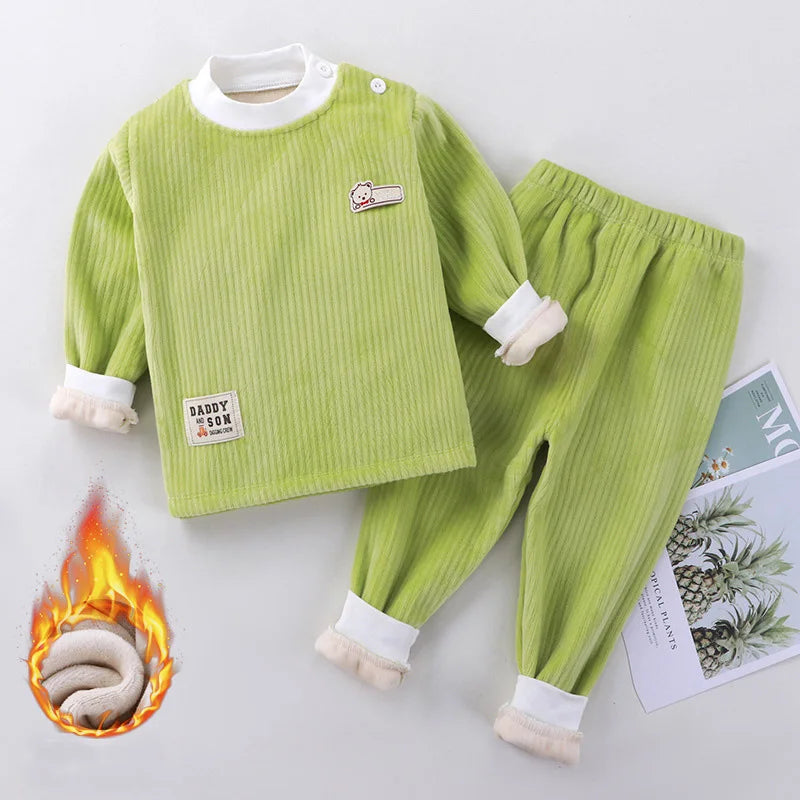 Children's Clothing Warm Tops Padded And Thickened Warm Pants Two-Piece Cord winter two piece