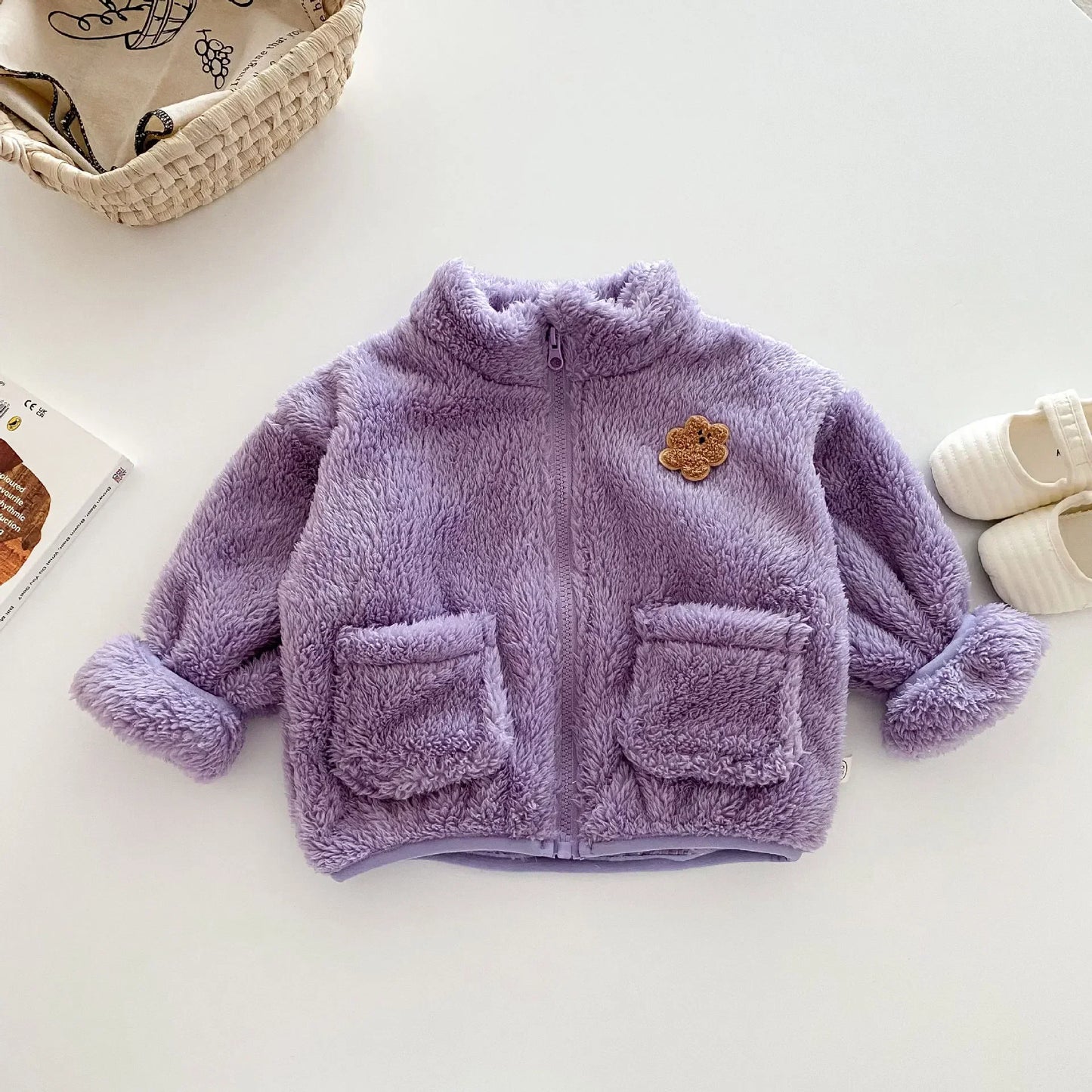 Kids winter Baby Girls Boys Thick Warm Clothing , Children Cartoon Bear Zipper Top Outwear Infant Jacket Coat 3M-5Y