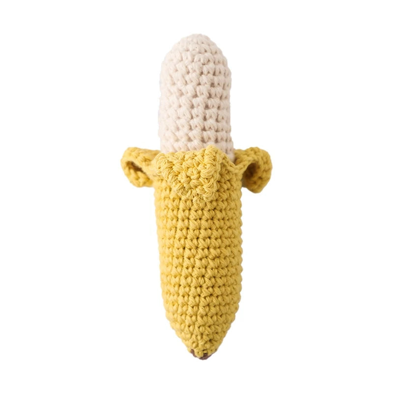 Baby Crochet Lemon Rattle Toys Wooden Bracelet Fruit Musical Rattle Teether Toys Handbell baby Soothing Oral Nursing Bite Toy