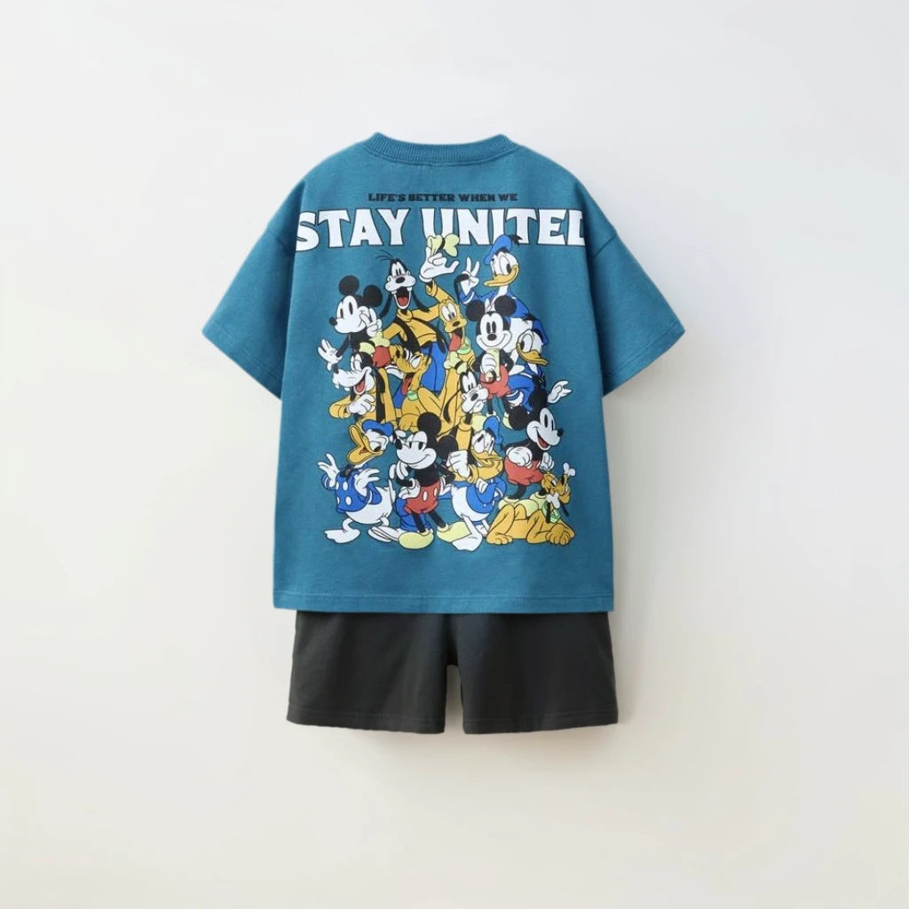Children's Colthes Printed Trendy Tshirts+shorts Sets Kids's Loose Costume Two Piece Summer New Boys And Girls Casual Clothing