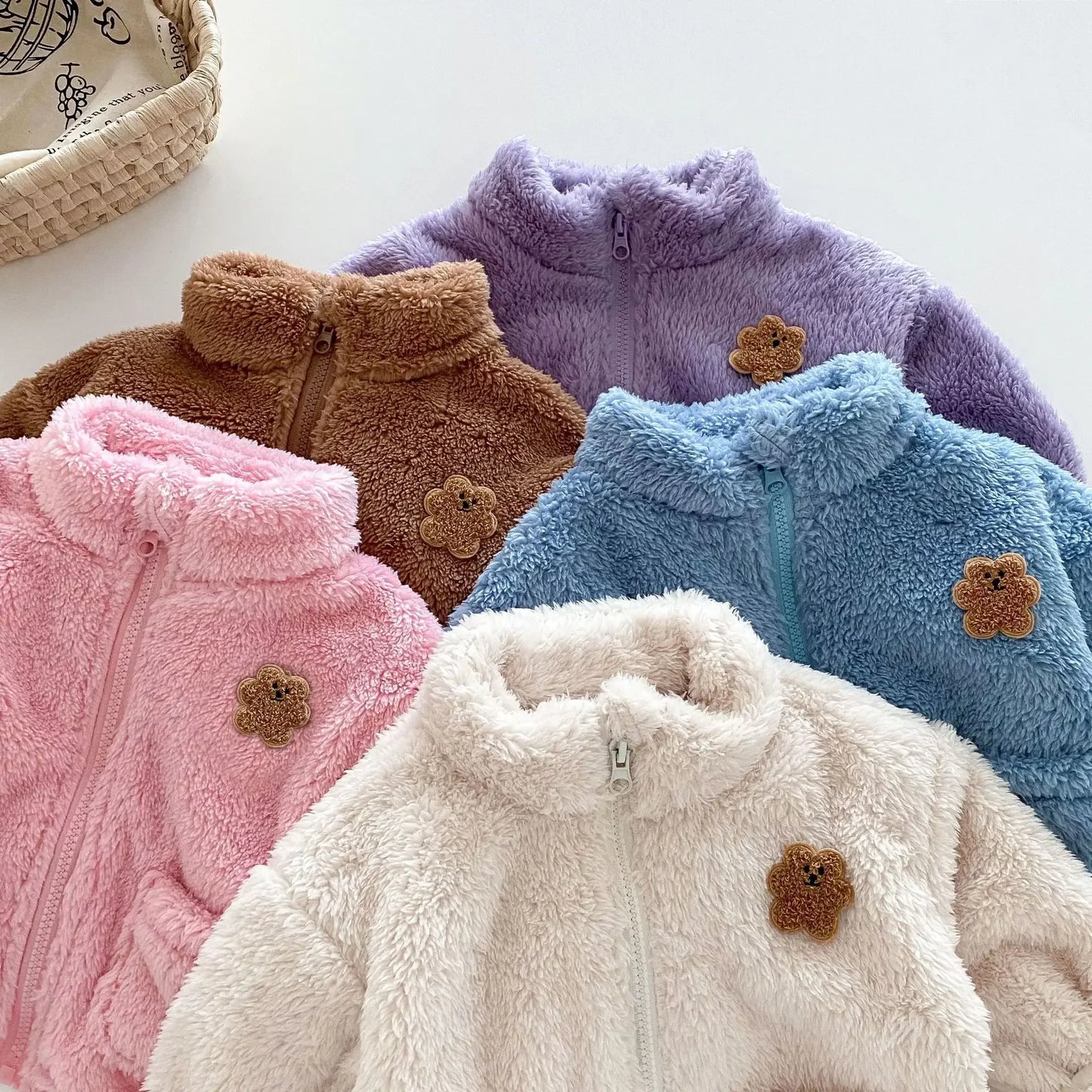 Kids winter Baby Girls Boys Thick Warm Clothing , Children Cartoon Bear Zipper Top Outwear Infant Jacket Coat 3M-5Y
