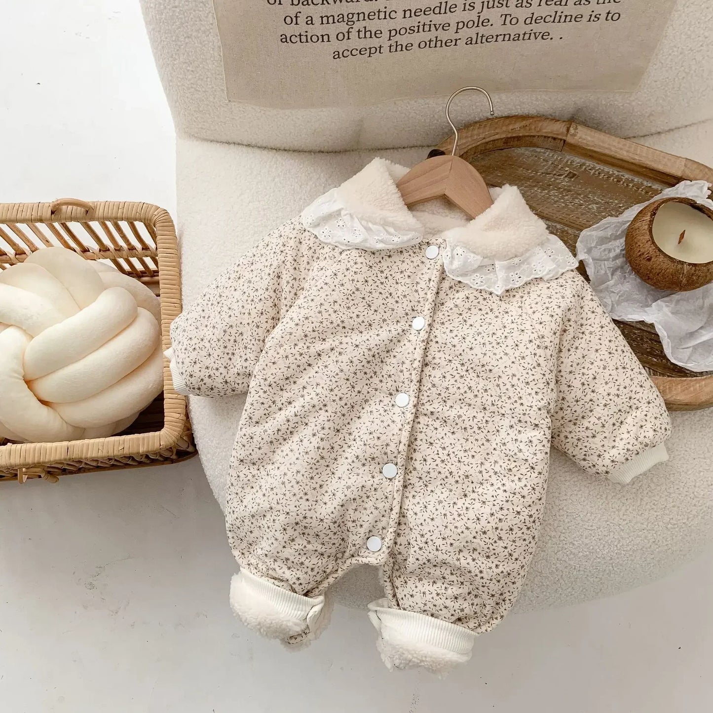 Baby Cotton Jumpsuit Thickened Hooded Romper