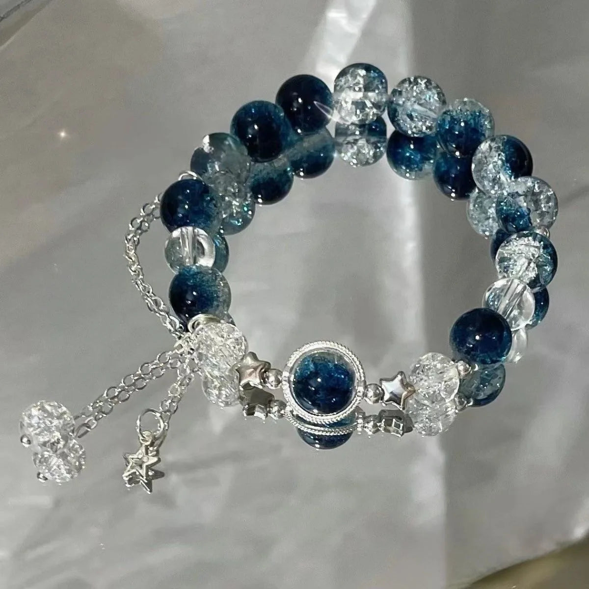 Exquisite Stone Bracelet Elegant Lily of The Valley Flower Pendant Elastic Beaded Bracelets for Women Party Jewellery Gift