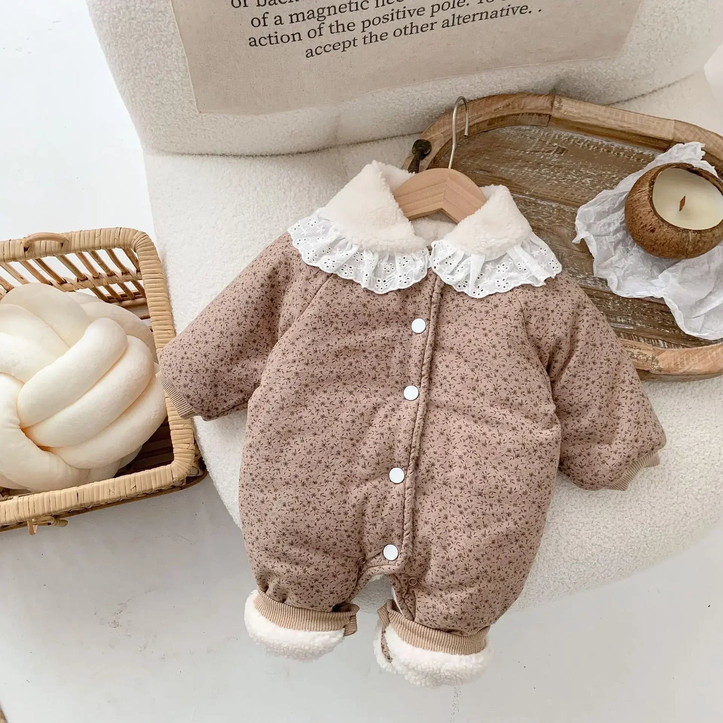 Baby Cotton Jumpsuit Thickened Hooded Romper