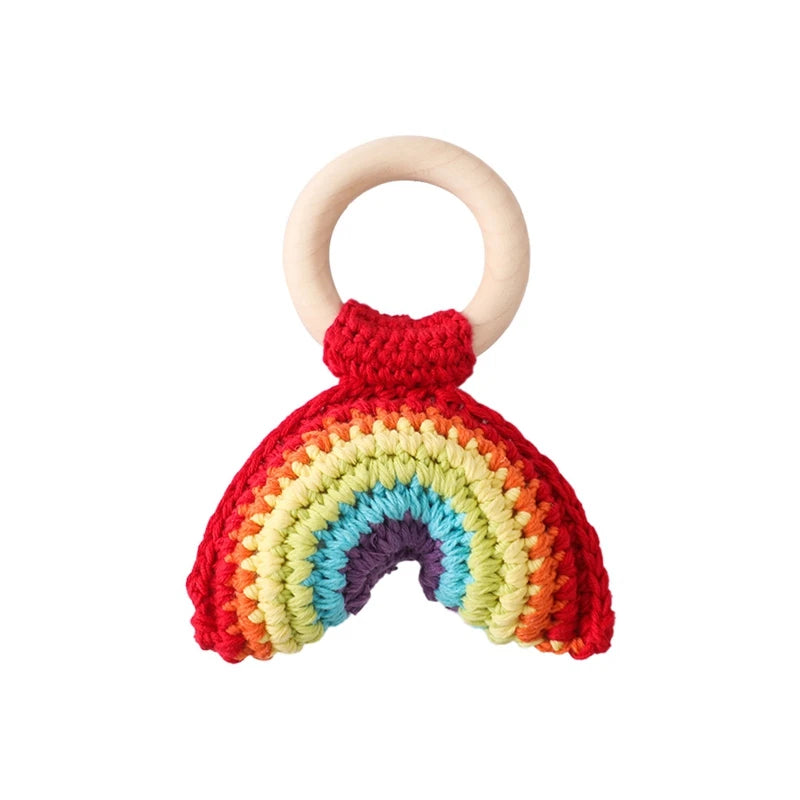 Baby Crochet Lemon Rattle Toys Wooden Bracelet Fruit Musical Rattle Teether Toys Handbell baby Soothing Oral Nursing Bite Toy