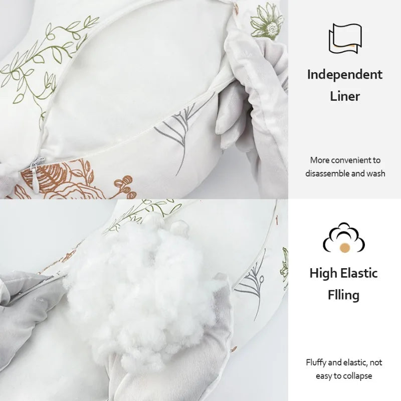 Nursing Pillow U Shaped Multifunctional with Removable, Machine Washable Cover - Waist & Neck Support for Breastfeeding