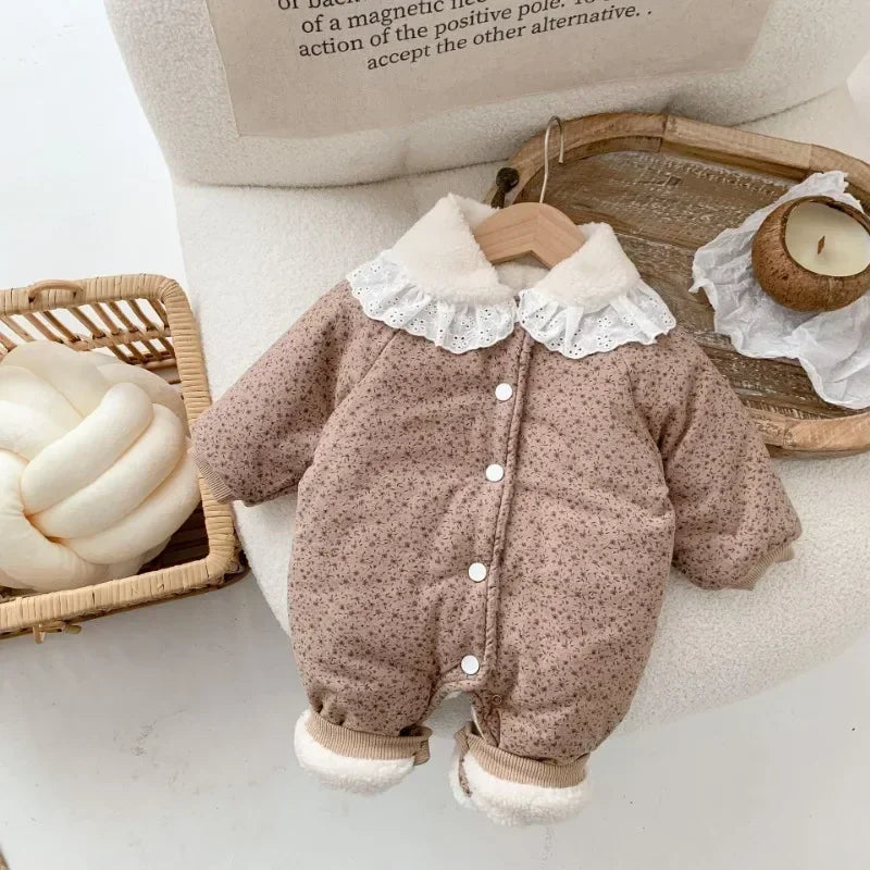 Baby Cotton Jumpsuit Thickened Hooded Romper