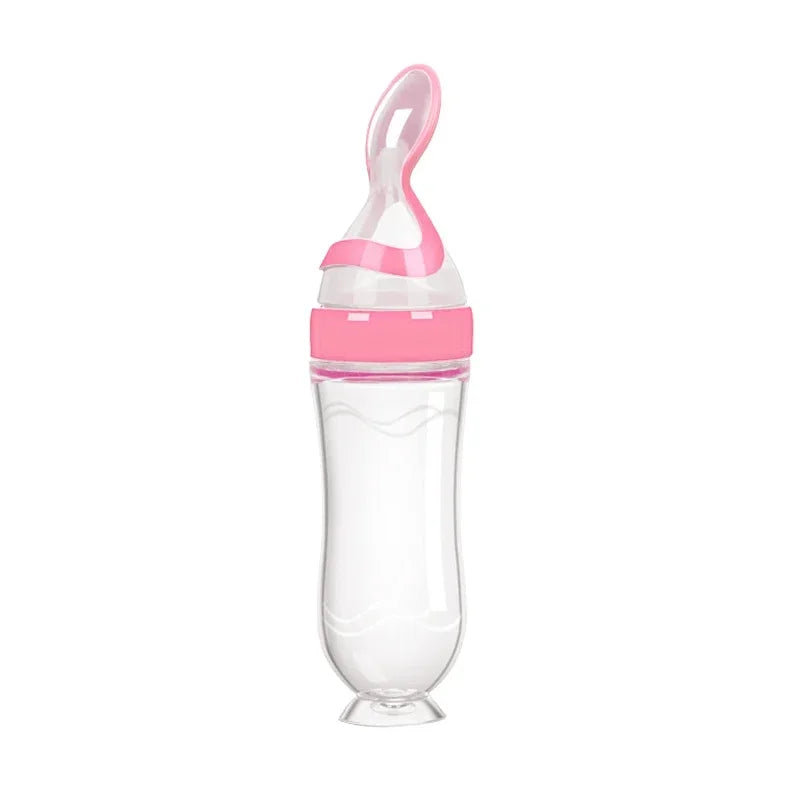 Safe Useful Silicone Baby Bottle with spoon