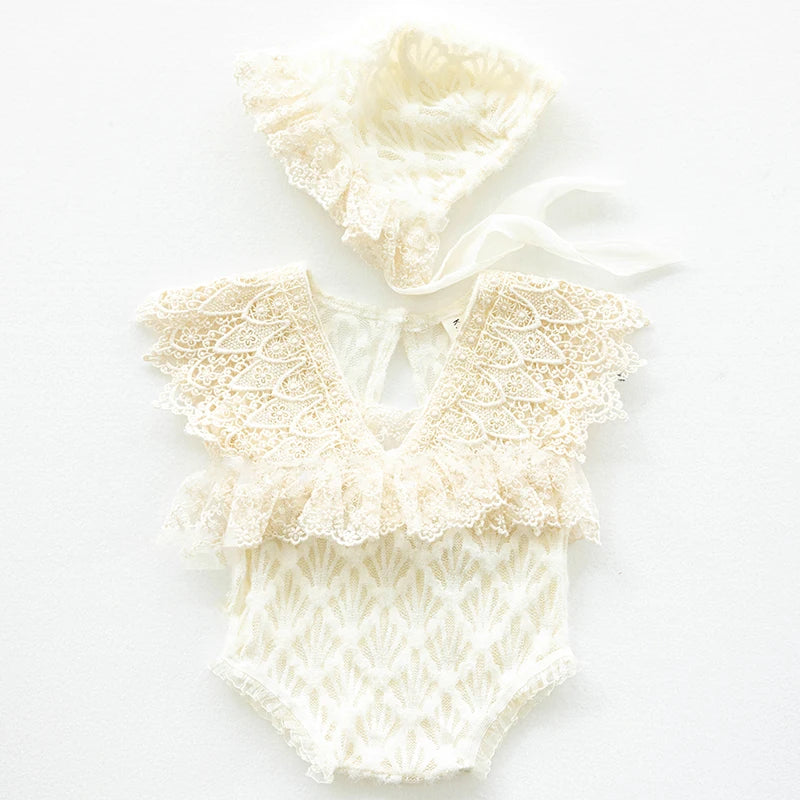 New born baby lace dress with cap, very stylish for new born photoshot