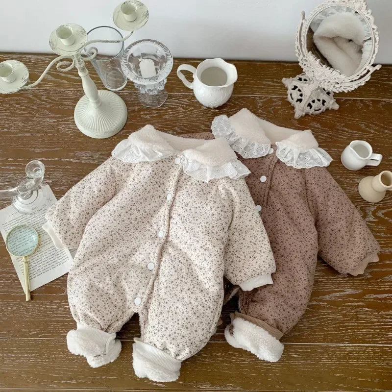 Baby Cotton Jumpsuit Thickened Hooded Romper