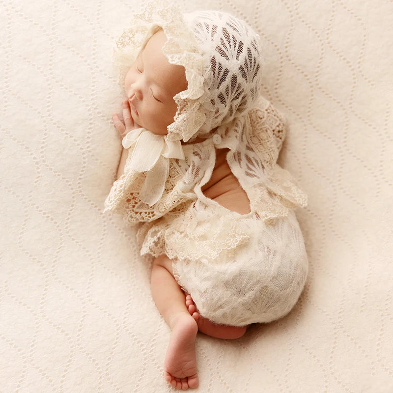 New born baby lace dress with cap, very stylish for new born photoshot