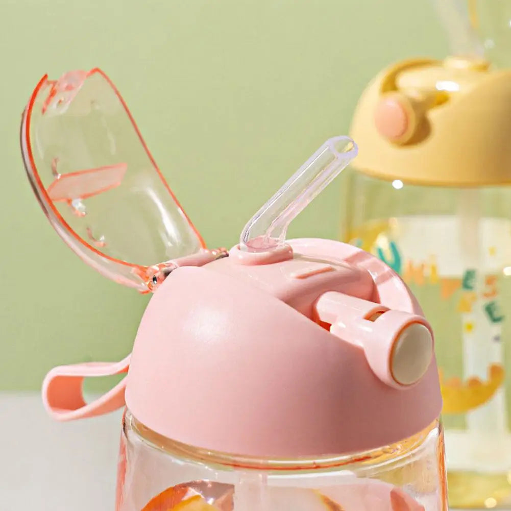 1PC Kids Water Sippy Cup Kids Water Bottle with Straw and Handle Portable Drinking Bottle Cup Children