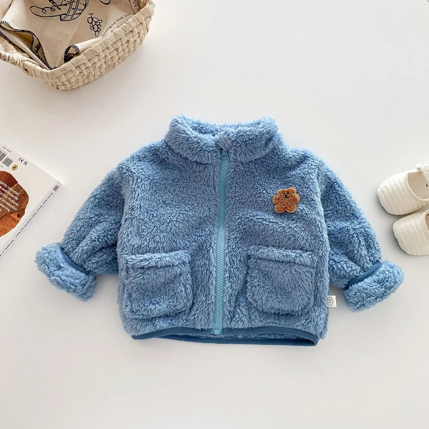 Kids winter Baby Girls Boys Thick Warm Clothing , Children Cartoon Bear Zipper Top Outwear Infant Jacket Coat 3M-5Y
