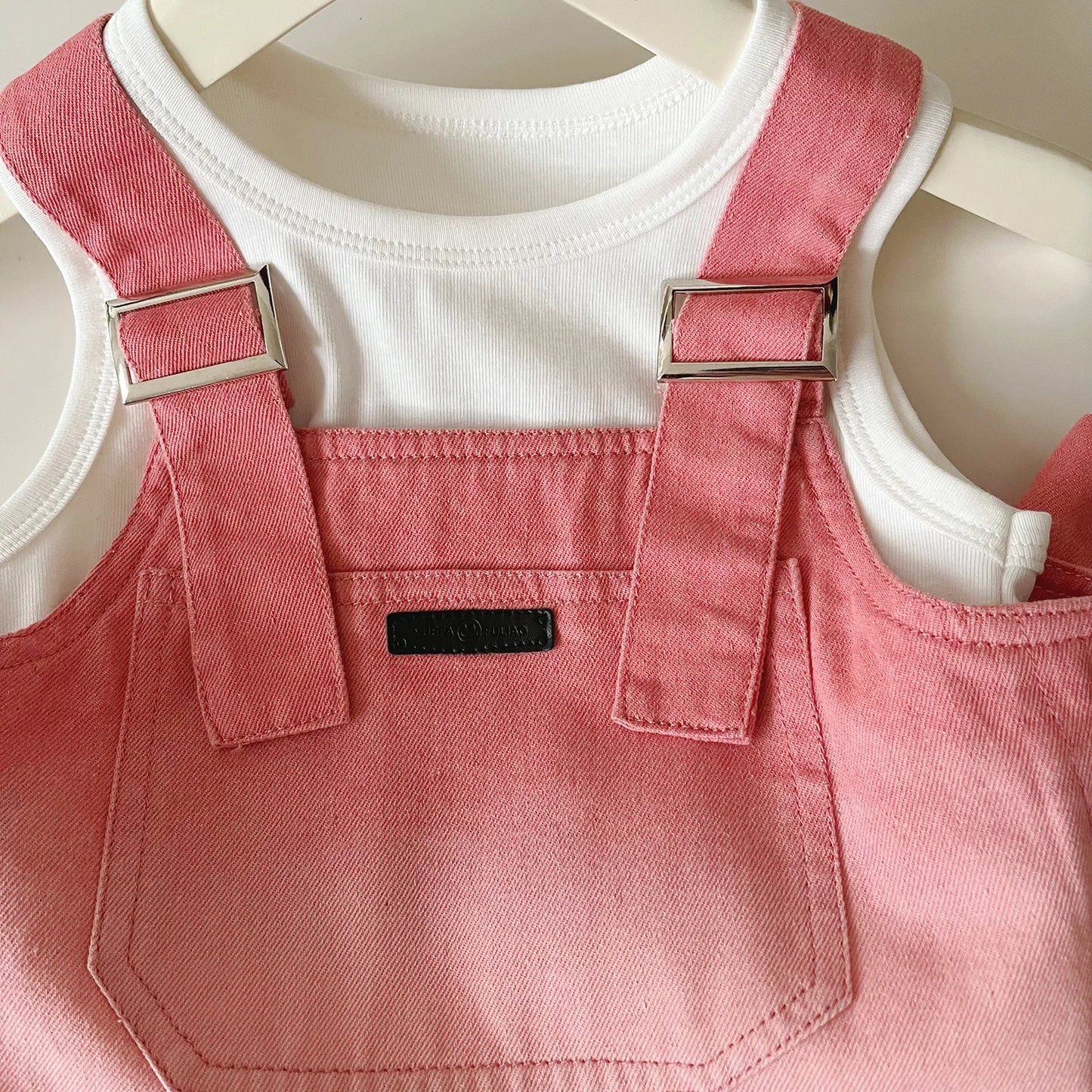 Denim Halter + Sleeveless T-shirt + Skirt 3piece