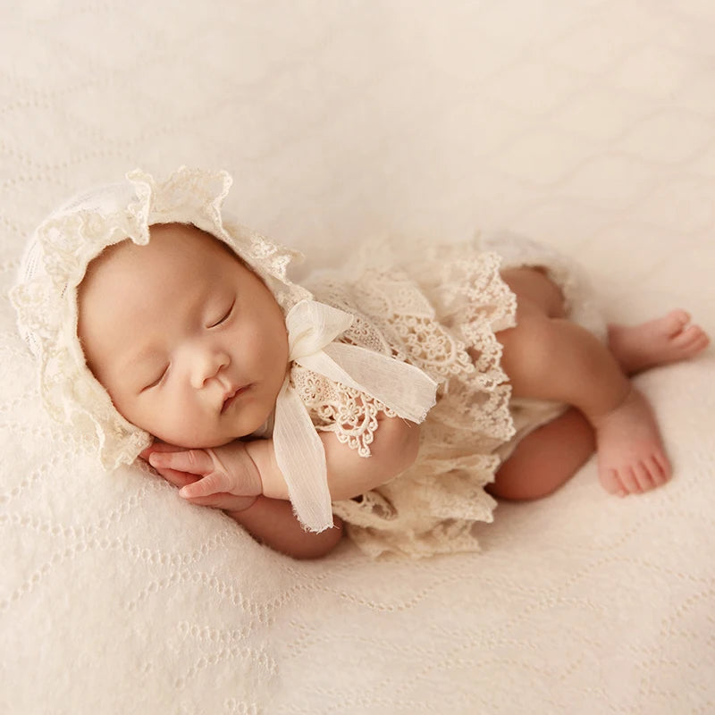 New born baby lace dress with cap, very stylish for new born photoshot
