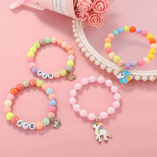 Kids Jewellery Bracelet for Girls Children Princess Pendants Bracelet Kids Handmade Silicone Beads