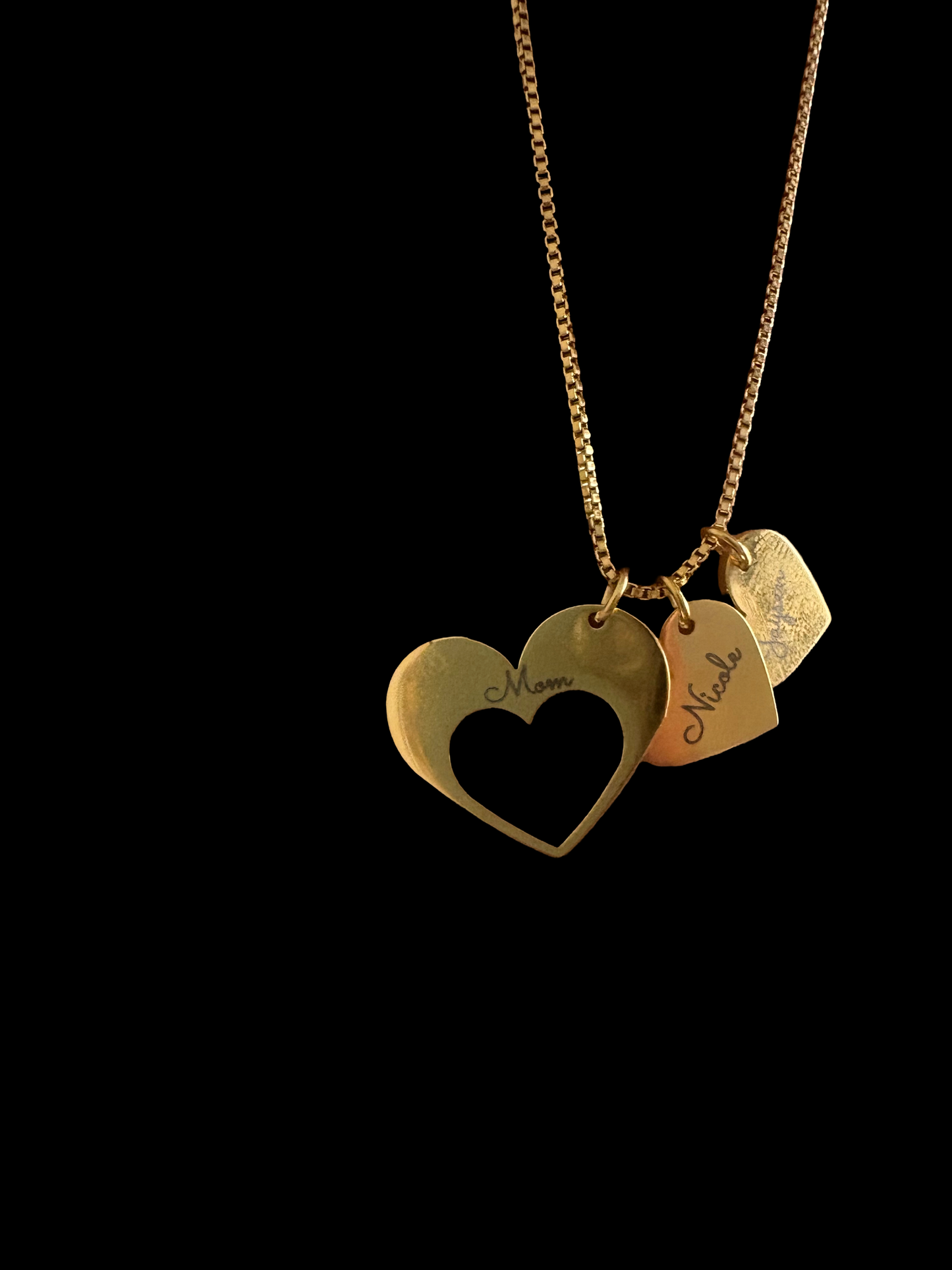 Personalised Gold Heart Necklace with Custom Name Engraving  Gift for Mom