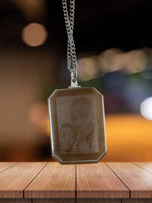 Custom Photo Engraved Necklace  Personalised Picture Pendant Keepsake