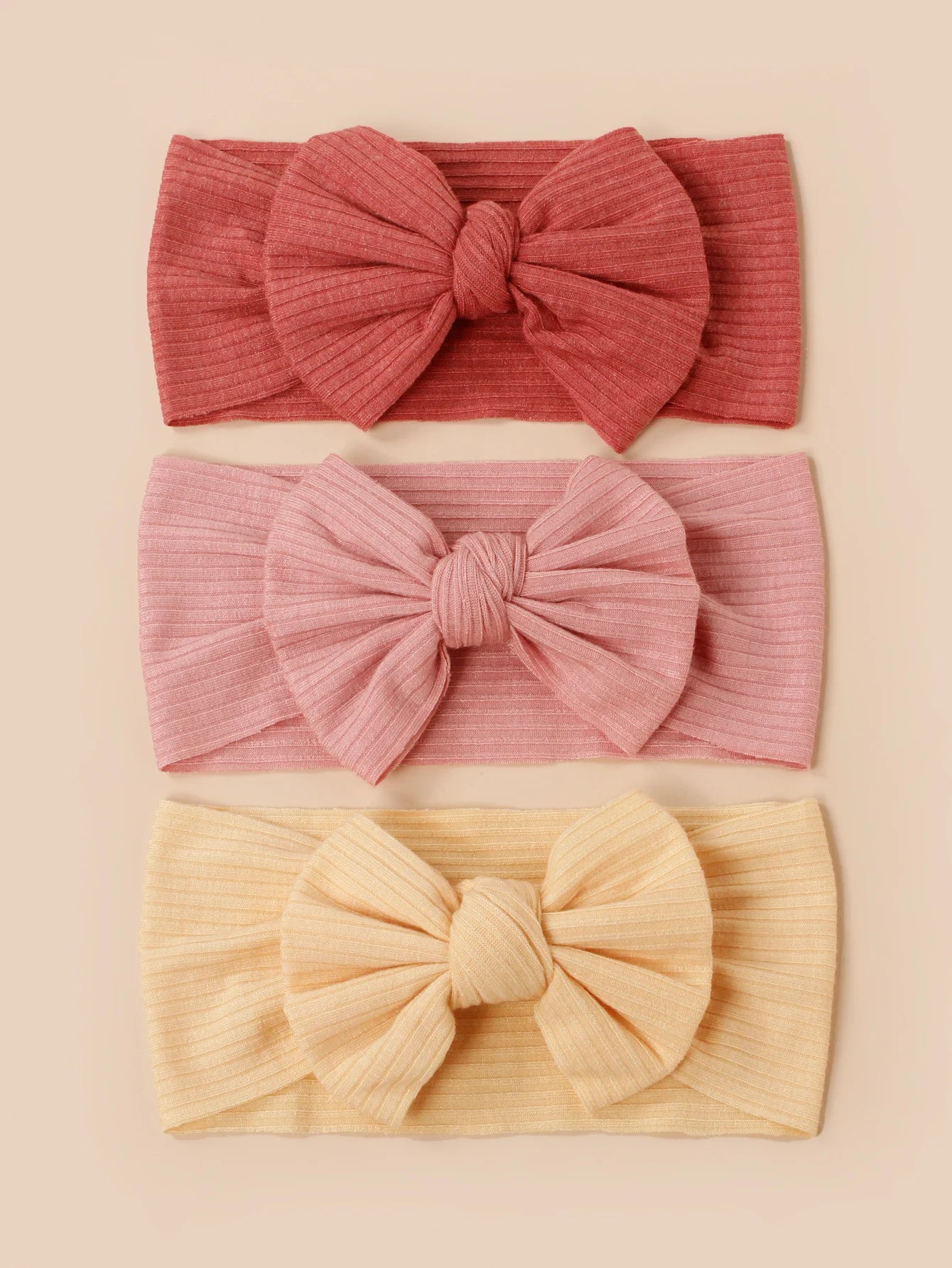 3pcs/Set  Knitted Children Hairband Solid Color Strips Cute Bow Headband