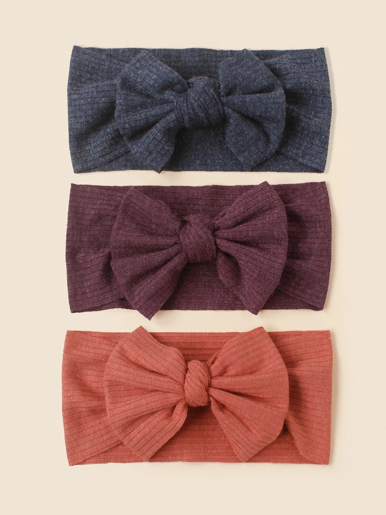 3pcs/Set  Knitted Children Hairband Solid Color Strips Cute Bow Headband