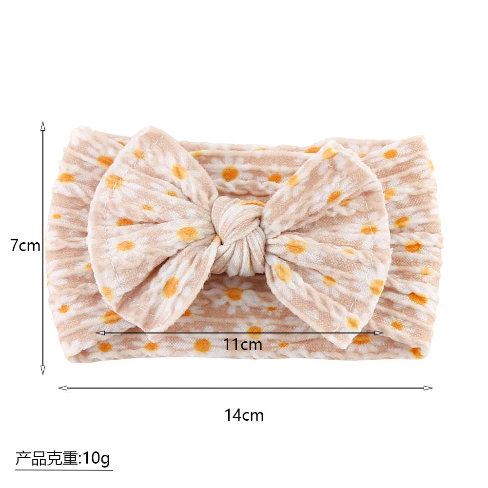 3PcsSet Cute Bowknot Baby Headbands Soft Elastic Nylon Girl Hairbands Solid Colour Bow Turban Sunflower Headwear Hair Accessories